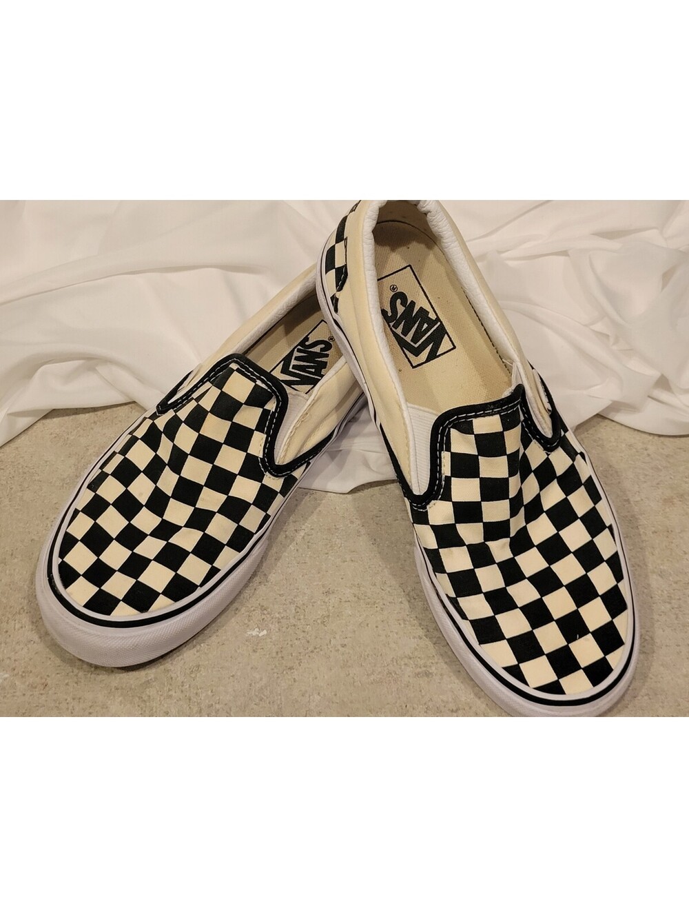 Vans Classic Slip-On Black/Off-White Checkerboard- Women’s 7.5/Men’s 5